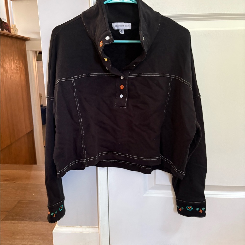 Something Navy Cropped Pullover - image 1